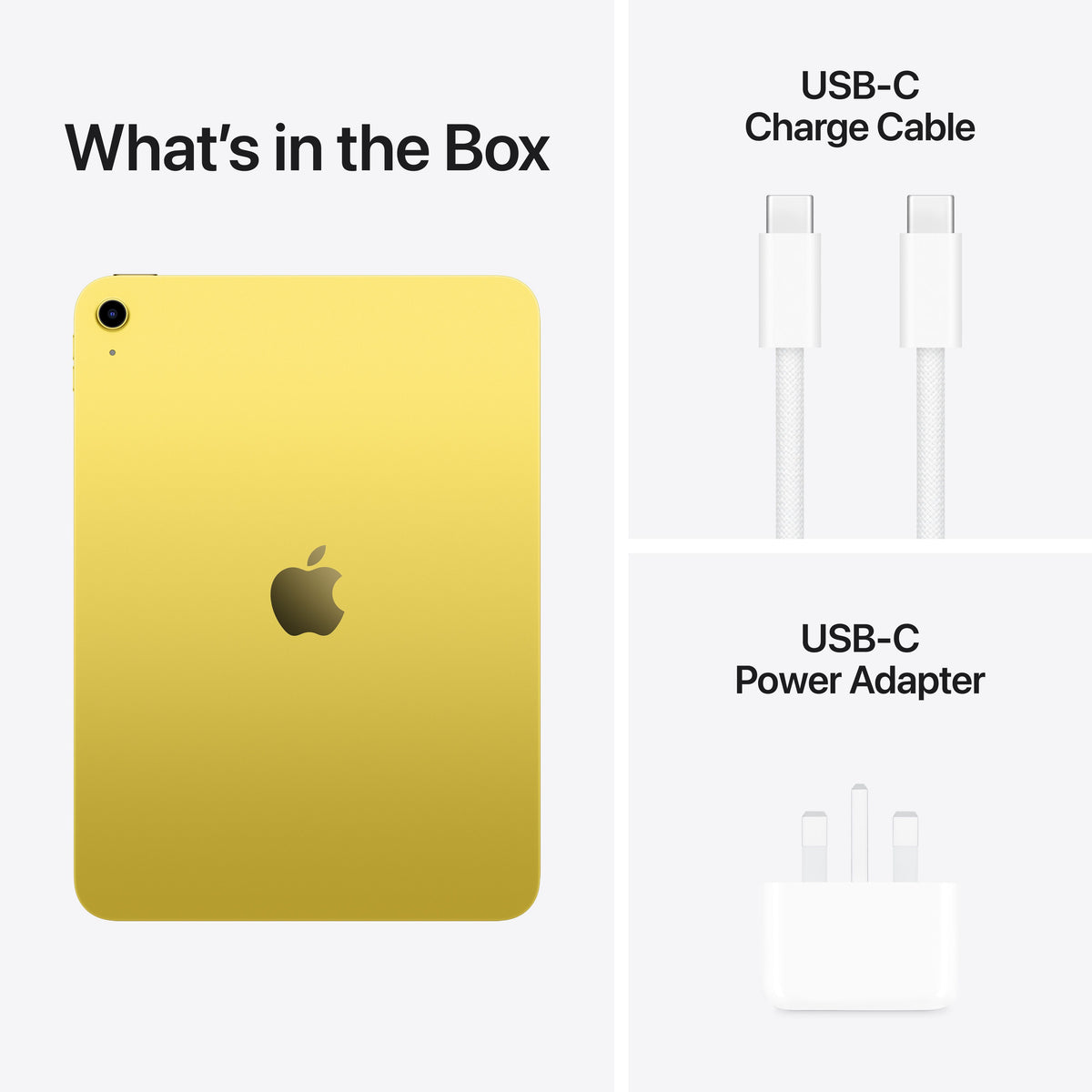 11-inch iPad — Yellow — rear view · package contents vary by region